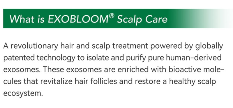what is EXOBLOOM® Scalp Care exosomes for hair loss